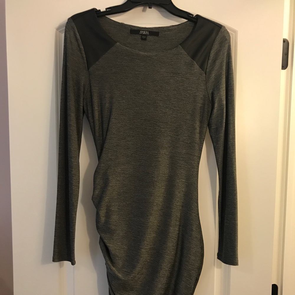 Guess Gray Jersey Long Sleeve Dress
